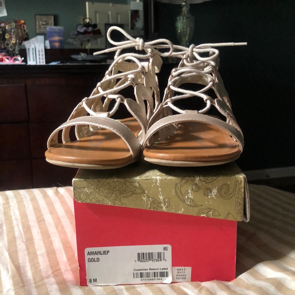 Gold Tie Sandals